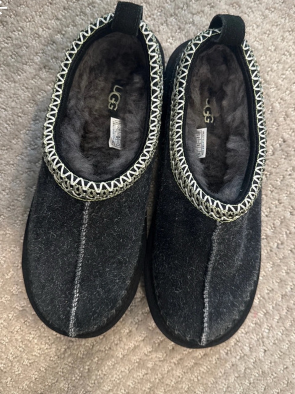 UGG Tasman Biarritz Black Suede Slippers Women 7